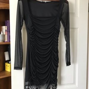 NASTY GAL size 6 A Line Rouched Mini Black Dress